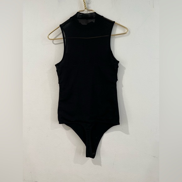 EXPRESS black bodysuit with transparent chest, sleeveless, high neck, size S - Picture 3 of 7